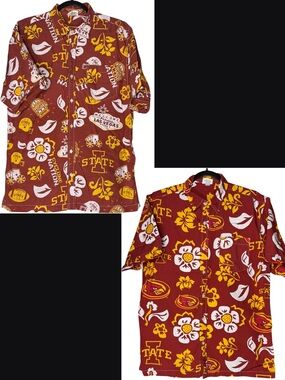 Wes & Willy Iowa State Cyclones Hawaiian Button Shirts Large Bundle Red Floral